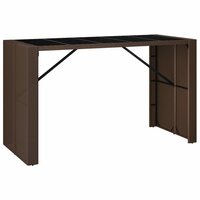 Bartafel met glazen blad 185x80x110 cm poly rattan bruin 2
