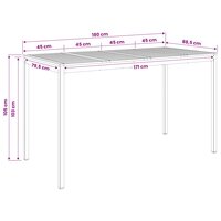 Tuin Bartafel NAARDEN Natuurlijk en Wit 180 x 88,5 x 105 cm 9