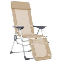 Campingstoelen met voetensteun 2 st inklapbaar textileen cr&egrave;me 2