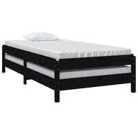Bed stapelbaar 75x190 cm massief grenenhout zwart 8
