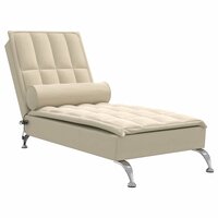 Massage chaise longue met bolster stof cr&egrave;mekleurig 2