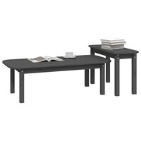 2-delige Salontafelset massief grenenhout grijs 4