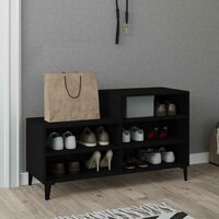 Schoenenkast 102x36x60 cm bewerkt hout zwart 6