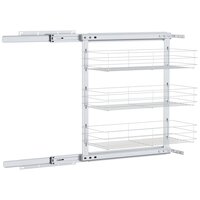 Draadmand keuken uittrekbaar 3-laags 47x25x56 cm zilverkleurig 7