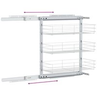 Draadmand keuken uittrekbaar 3-laags 47x25x56 cm zilverkleurig 8