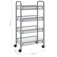 Keukentrolley 4-laags 46x26x85 cm ijzer grijs 7