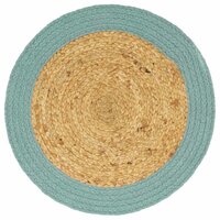 Placemats 6 st 38 cm jute en katoen natuurlijk en groen 2