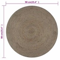 Vloerkleed handgemaakt rond 90 cm jute grijs 6