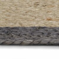 Vloerkleed handgemaakt met donkergrijze rand 90 cm jute 3