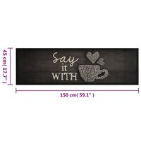 Keukenmat wasbaar kopjeprint 45x150 cm fluweel zwart 5