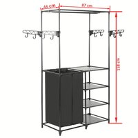 Kledingrek 87x44x158 cm staal en ongeweven stof zwart 7