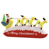 Kerstdecoratie kerstman en rendieren opblaasbaar LED 145 cm 4
