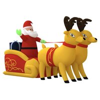 Kerstdecoratie kerstman en rendieren opblaasbaar LED 130 cm 3