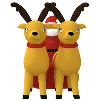 Kerstdecoratie kerstman en rendieren opblaasbaar LED 130 cm 4