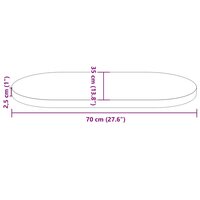 Tafelblad ovaal 70x35x2,5 cm massief grenenhout wit 8