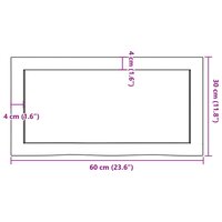 Wastafelblad 60x30x(2-4) cm behandeld massief hout donkerbruin 9