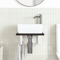 Badkamer wandschap staal en massief eikenhout 3