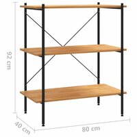 3-laags stellingkast zwart en eiken 80x40x92 cm 7