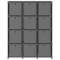 Kast met 12 vakken met boxen 103x30x141 cm stof grijs 2