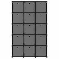 Kast met 15 vakken met boxen 103x30x175,5 cm stof zwart 2
