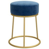Hocker rond fluweel blauw 2