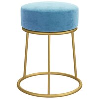 Hocker rond fluweel lichtblauw 3