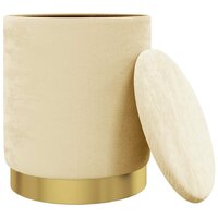 Hocker met opbergruimte rond fluweel 31 x 37 cm abrikooskleurig 3