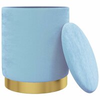 Hocker met opbergruimte rond fluweel 31 x 37 cm lichtblauw 3