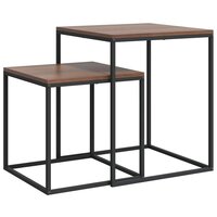 Salontafelset 2 st bewerkt hout en metaal 2
