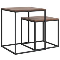 Salontafelset 2 st bewerkt hout en metaal 6