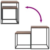 Salontafelset 2 st bewerkt hout en metaal 7