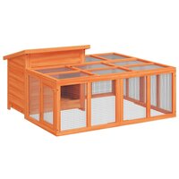 Konijnenhok 144x123x67,5 cm massief grenenhout bruin 2