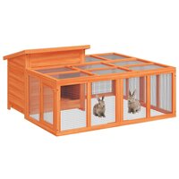 Konijnenhok 144x123x67,5 cm massief grenenhout bruin 5