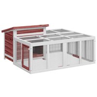 Konijnenhok 144x123x67,5 cm massief grenenhout mokkakleurig 2