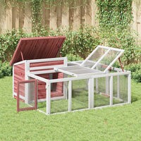 Konijnenhok 144x123x67,5 cm massief grenenhout mokkakleurig 3