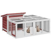 Konijnenhok 144x123x67,5 cm massief grenenhout mokkakleurig 5