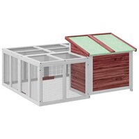 Konijnenhok 144x123x67,5 cm massief grenenhout mokkakleurig 9
