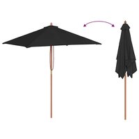 Parasol met houten paal 150x200 cm zwart 6