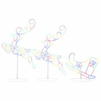 Kerstdecoratie rendieren en slee 260x21x87 cm acryl meerkleurig 2