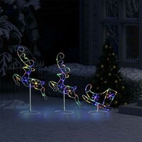 Kerstdecoratie rendieren en slee 260x21x87 cm acryl meerkleurig 3