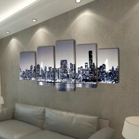 Canvas muurdruk set monochroom New York skyline 200 x 100 cm 2