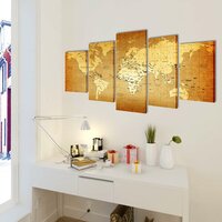 Canvas muurdruk print set wereldkaart 200 x 100 cm 2