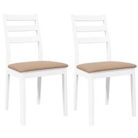 Eetkamerstoelen met kussens 2 st massief hout rubber wit 2
