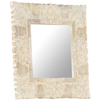 Spiegel 50x50 cm massief mangohout wit 4
