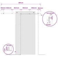 Schuifdeurbeslagset 200 cm Staal Zwart 7