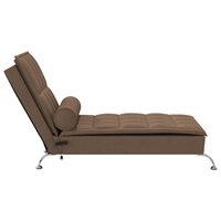 Massage chaise longue met bolster stof bruin 6