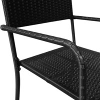 Tuinstoelen 2 st stapelbaar poly rattan zwart 4