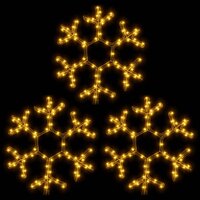 Kerstfiguur sneeuwvlok met LED&amp;apos;s 3 st 38x37 cm warmwit 2