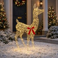 3D Kerst Rendier LOVIISA 110 LED&amp;apos;s Warmwit 70 x 26 x 100 cm 3
