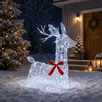 3D Kerst Rendier LOVIISA 140 LED&amp;apos;s Koel wit 55 x 22 x 63 cm 3